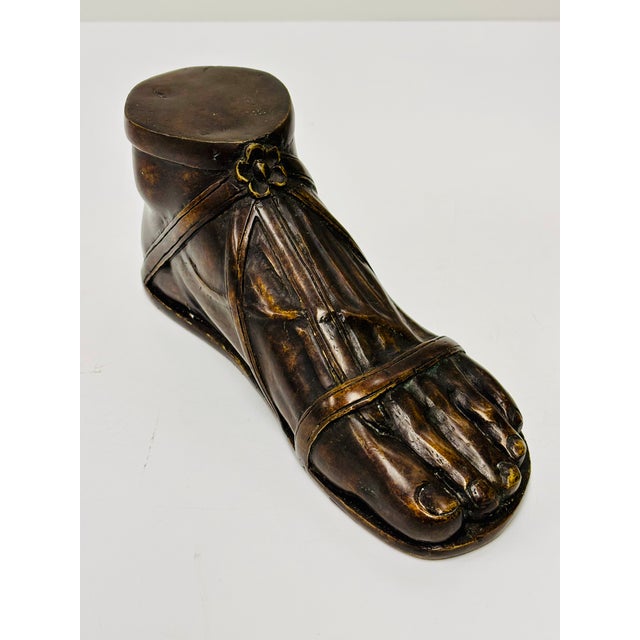 1990s Vintage Bronze Sandaled Foot of a Roman or Greek Antiquity For Sale - Image 5 of 7
