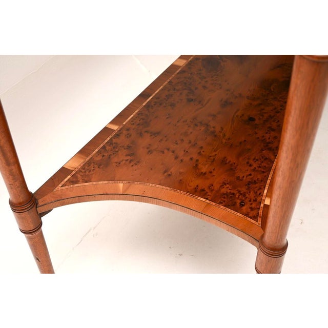 Large Antique Inlaid Yew Wood Console Table, 1930 For Sale - Image 10 of 11