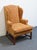 HENREDON FURNITURE Traditional Gold & Terracotta Scrolling Demask Upholstered Accent Wingback Arm Chair 45" High 30.5"...