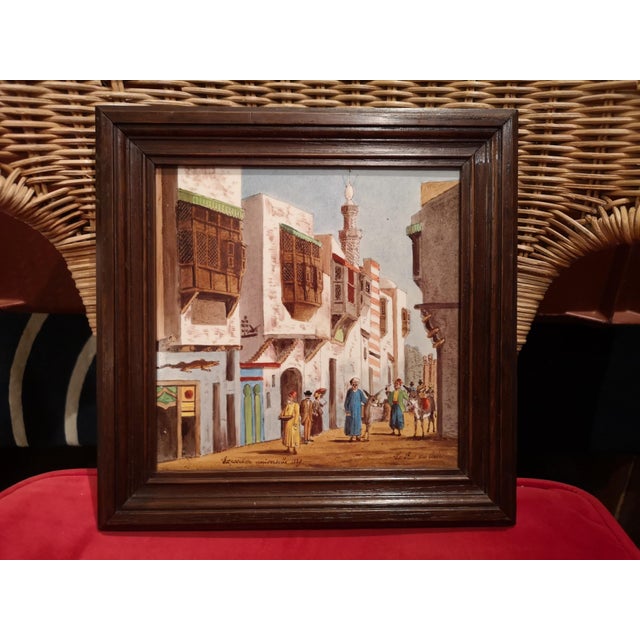 Unknown, Cairo Street Scene, 1800s, Oil and Ceramic For Sale - Image 11 of 11