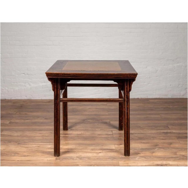 Chinese 19th Century Elmwood Center Hall Table With Ming Dynasty Stone Inset For Sale - Image 11 of 13