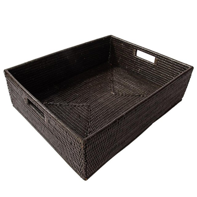 Artifacts Rattan Rectangular Storage Basket in Tudor Black - 20" For Sale - Image 11 of 11