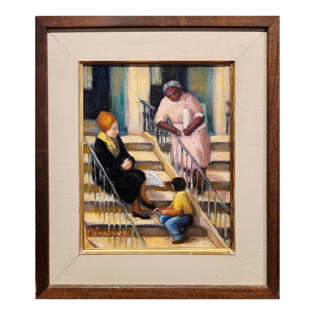 Mabel Alvarez - Mother ,Son & Her Black Mammy- 1930s Oil Painting For Sale