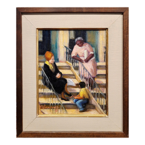 Mabel Alvarez - Mother ,Son & Her Black Mammy- 1930s Oil Painting