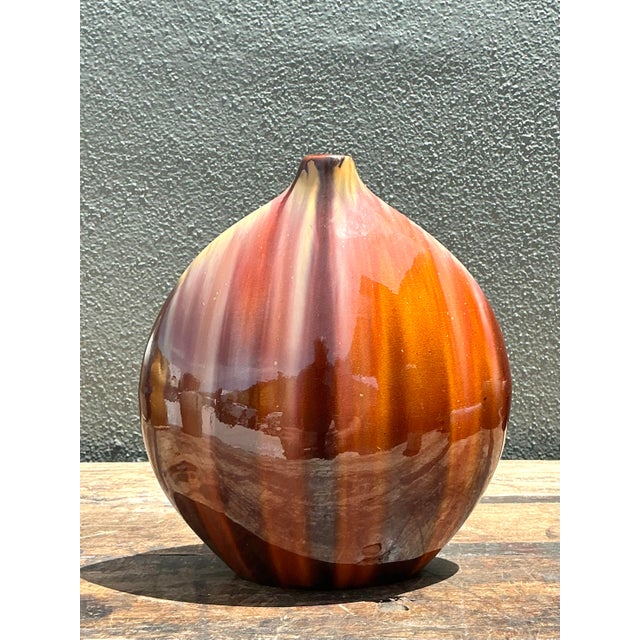 Late 20th Century Vintage Glazed Ceramic Vase For Sale - Image 5 of 12