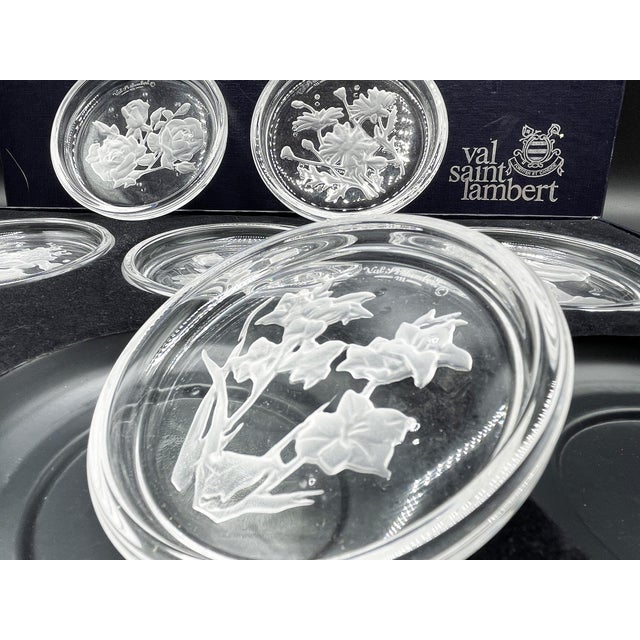Vintage Crystal Coasters from Val Saint Lambert, 1970s, Set of 6 For Sale - Image 8 of 11