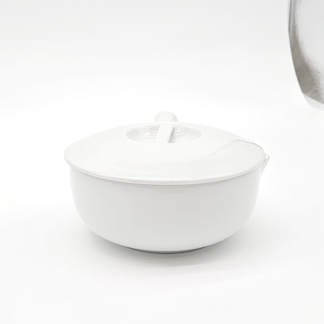 Apilco France White Porcelain Covered Soup Bowl With Handle, 10" For Sale In San Francisco - Image 6 of 12