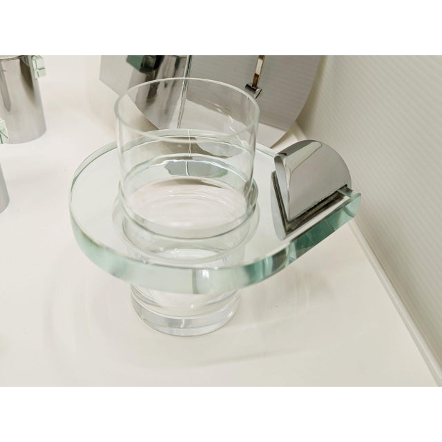 Celada Serie Bathroom Set in Chrome-Plated Brass and Cut Glass by Gianni Celada for Fontana Arte, 1967, Set of 7 For Sale - Image 9 of 18