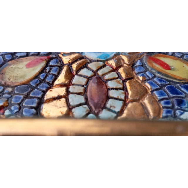 Green 1950s Pure Gold Handpainted Ravenna, Italy Ashtray in Mosaic Form For Sale - Image 8 of 12