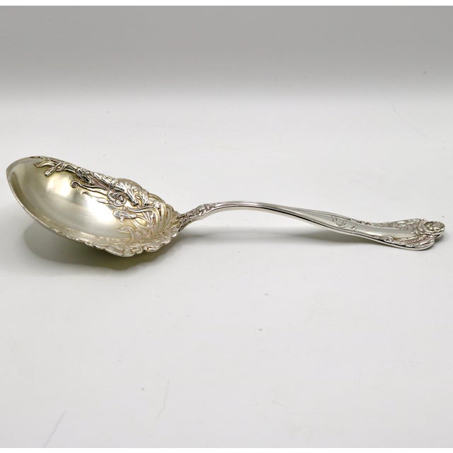 1900 - 1909 Antique Watson Co. Art Nouveau Sterling Silver "Carnation" Serving Spoon, C. 1905 For Sale - Image 5 of 13