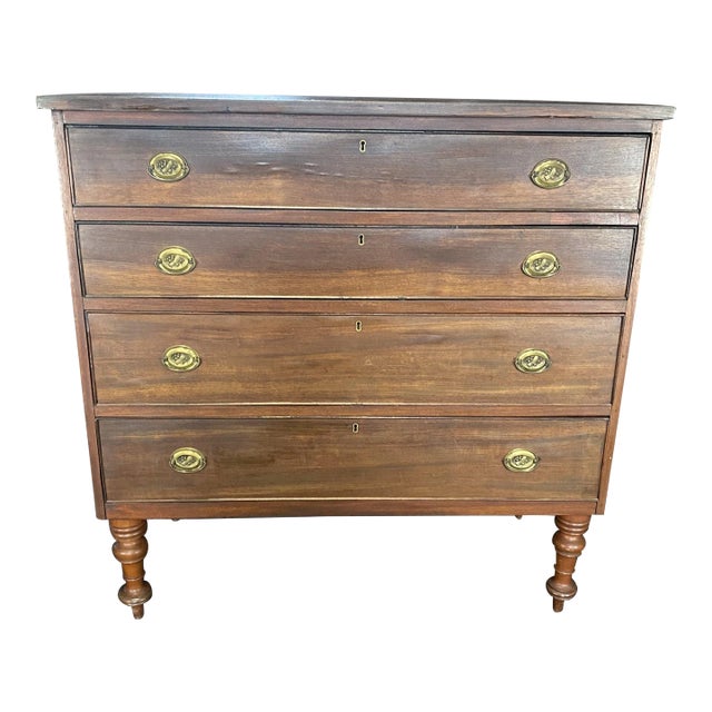19th Century American Sheraton Mahogany Chest of Drawers For Sale