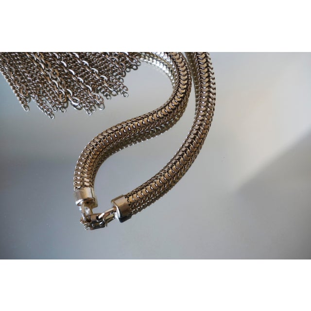 1970s Vintage 1970s Snake Chain Tassel Choker Necklace, Gold-Tone Choker For Sale - Image 5 of 13