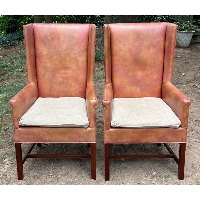 Chippendale Hickory Chair Leather Delaware Host Chairs - A Pair For Sale - Image 3 of 12