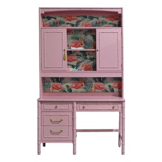 1960s Hollywood Regency Faux Bamboo Two Piece Desk by Thomasville - Newly Refinished For Sale