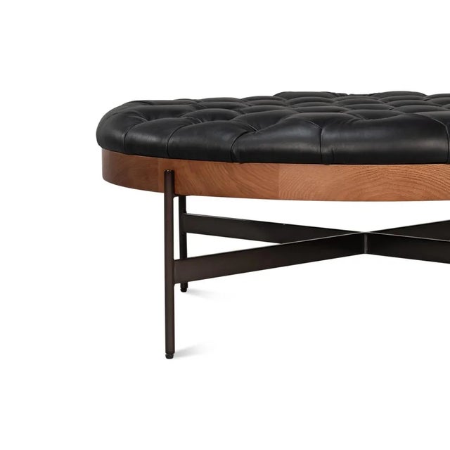 Modern Black Leather Cocktail Ottoman For Sale - Image 10 of 15