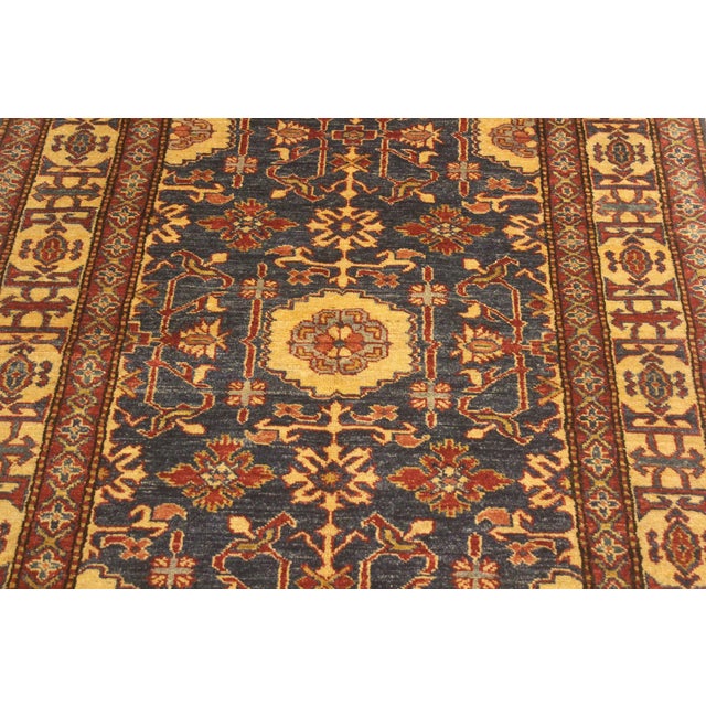 1980s Boho Chic Super Kazak Blue/Gold Wool Rug - 3'11'' X 6'3'' For Sale - Image 5 of 10