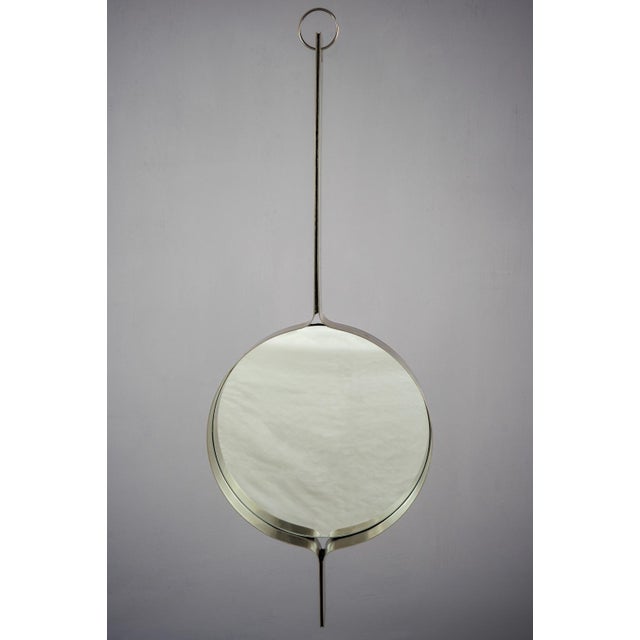 Metal Brushed Steel Round Mirror by Xavier Feal, 1970s For Sale - Image 7 of 7