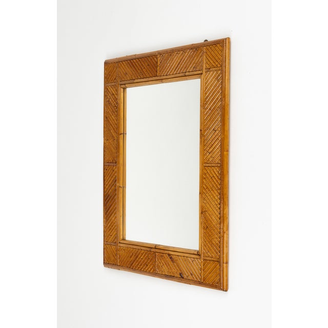 Mid-Century Rattan and Bamboo Wall Mirror attributed to Vivai Del Sud, Italy, 1970s For Sale - Image 8 of 10