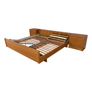 King Size Modern Platform Bed With Adjustable Positions and Nightstands For Sale