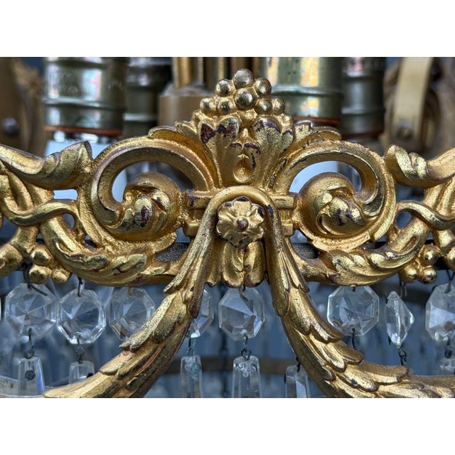 French Louis Xvi, Chandeliers, Dore Bronze, Crystal, France, 19th Century For Sale - Image 10 of 17
