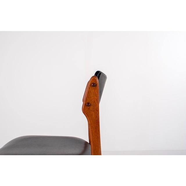 Wood Mid-Century Danish Teak Dining Chairs with Black Skai Seats, 1960s, Set of 4 For Sale - Image 7 of 14