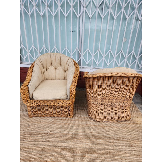 1960's Pair of Italian Wicker Chairs For Sale - Image 9 of 12