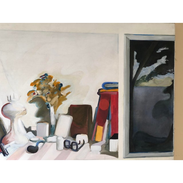 Large Mid 20th Century Original Window View With Still Life Painting by Ellen Lanyon For Sale - Image 4 of 13