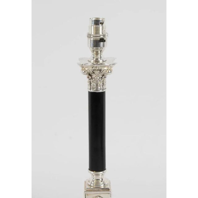 Antique Victorian Corinthian Column Silver Plated Table Lamp, 1800s For Sale - Image 5 of 14