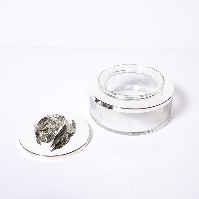 Mid-Century Silver Plate & Glass Caviar Service With Sculptural Sturgeon Handle For Sale - Image 9 of 18