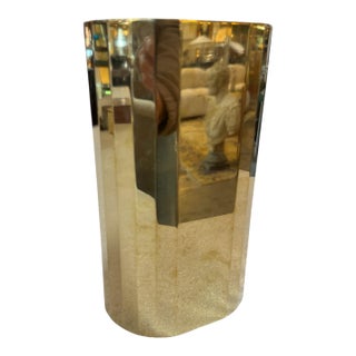 Vintage Faceted Brass Vase / Mid-Century Modern Geometric Vessel For Sale