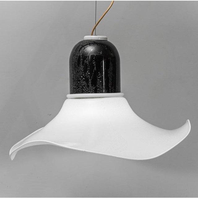 Black and White Glass Pendant Lamp, 1970s For Sale - Image 4 of 10