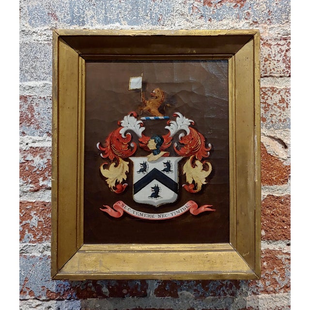 Brown 18th Century British Coat of Arm - Oil Painting C.1790s For Sale - Image 8 of 8