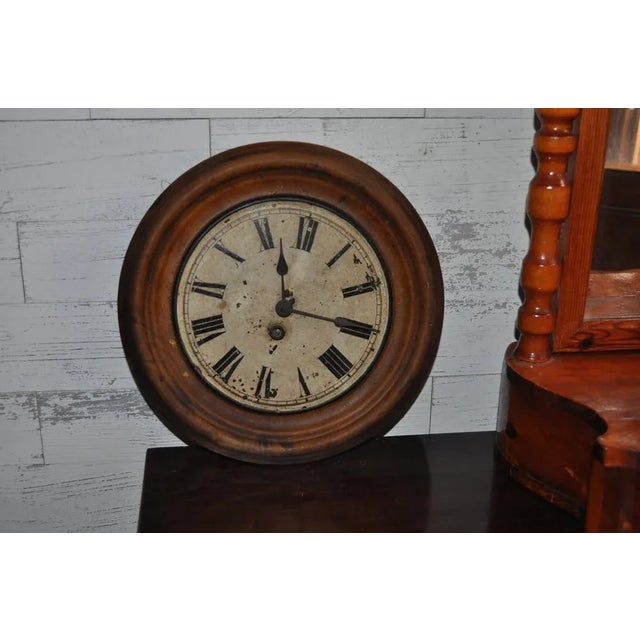 Wood Train Station Clock, 1940s For Sale - Image 7 of 7