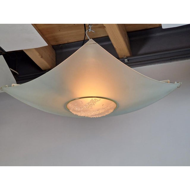 Vibea Quadra Ceiling Lamp in Ice Glass and Brass, 1970s For Sale - Image 9 of 18