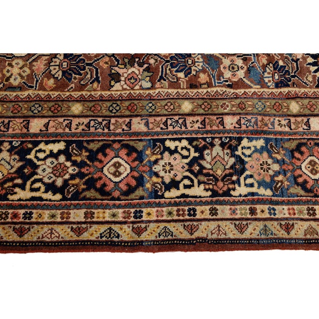 Vintage Persian Mahal Hand-Knotted Wool Area Rug - Floral in Rust For Sale - Image 10 of 10