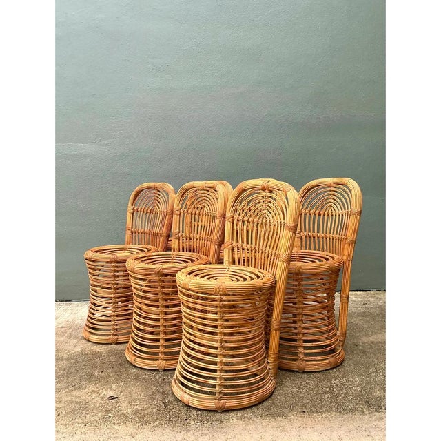 Vintage Rattan Dining Chairs - Set of 6 For Sale - Image 4 of 12