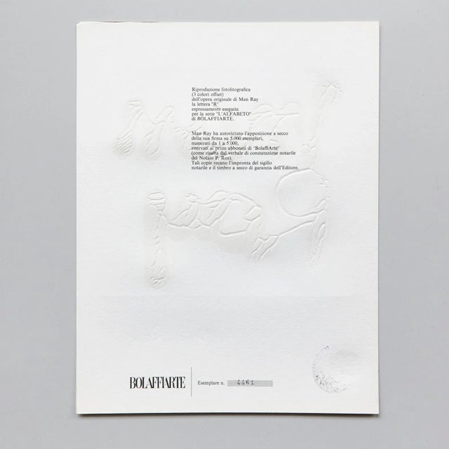 Limited Edition Red & Black Photolithography R by Man Ray, 1975 For Sale - Image 4 of 9