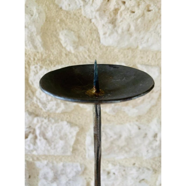French Brutalist Style Two-Arm Iron Candlesticks, Set of 2 For Sale - Image 6 of 18