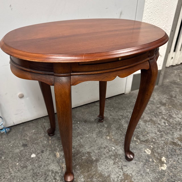 Hekman Furniture Queen Anne Cherry Wood Side Table For Sale - Image 9 of 12