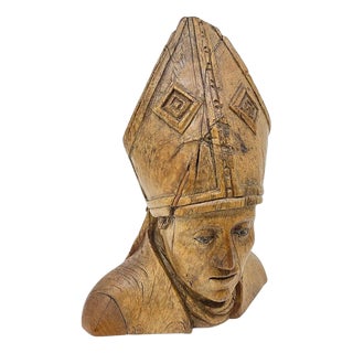 Oak Religious Bust of a Bishop For Sale