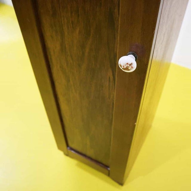 Wooden Column Cabinet with Glass Door and Ceramic Knobs For Sale - Image 3 of 11