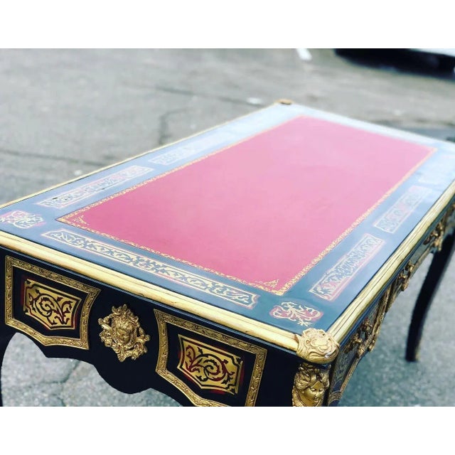 Traditional French Empire Boulle Desk with Brass Decoration For Sale - Image 3 of 14