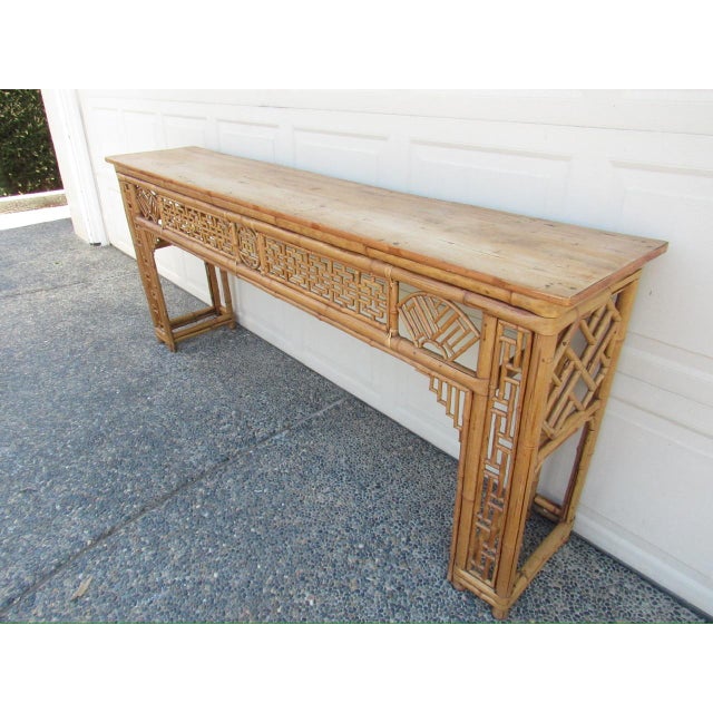 1900 - 1909 Antique Chinese Chippendale Bamboo Console or Altar Table For Sale - Image 5 of 18