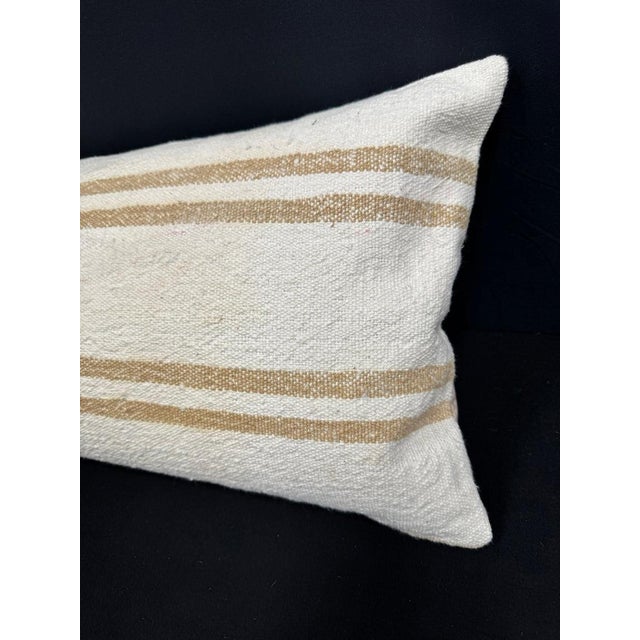 Turkish Hemp Pillow Cushion Natural Beige Brown Cushion Cover 14x40 For Sale - Image 4 of 4