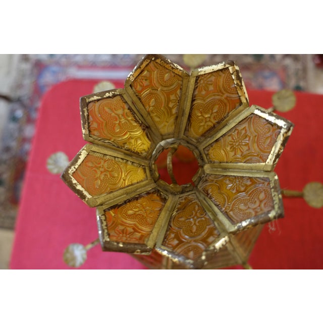 Vintage Art Deco Stained Glass Lantern Chandelier, 1920s For Sale - Image 4 of 6