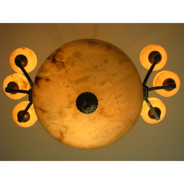 French Art Deco Alabaster Chandelier, 1925 For Sale - Image 4 of 15