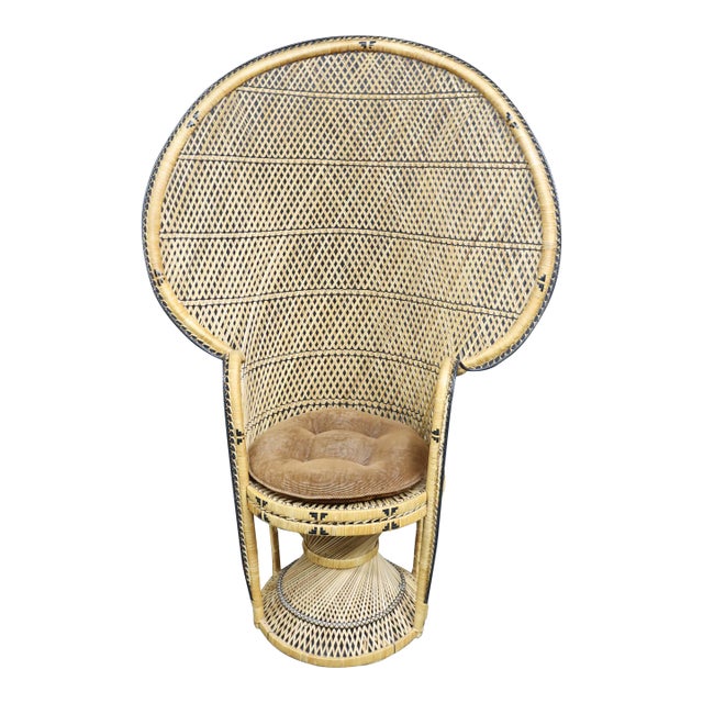 Mid Century Wicker Peacock Chair For Sale