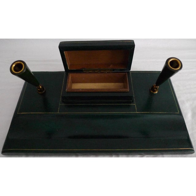 Mid 20th Century Italian Leather Desk Set- 5 Pieces For Sale In San Francisco - Image 6 of 13