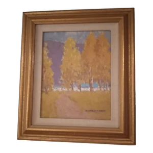 1990s Autumn Trees Oil Painting by Joseph Nordmann, Framed