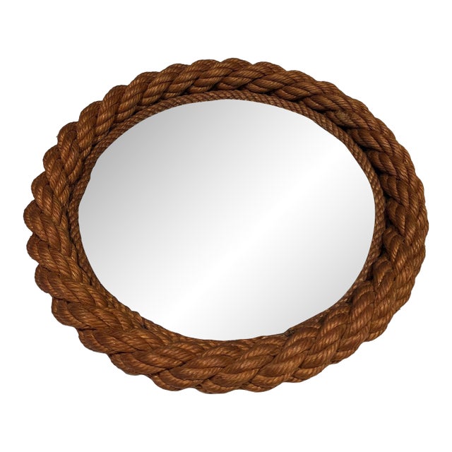Round rope mirror in the style of Audoux Minet For Sale